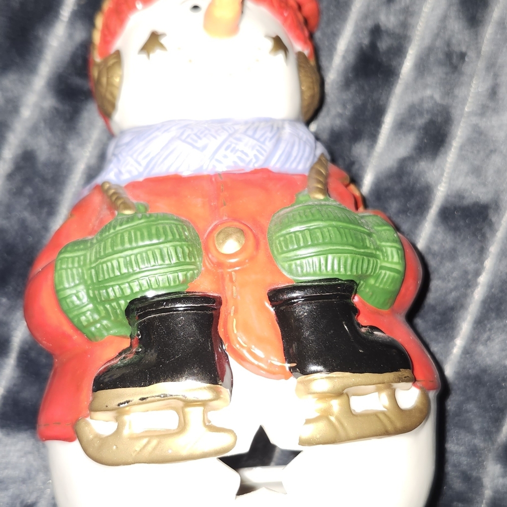 Festive Snowman Figurine with Skates